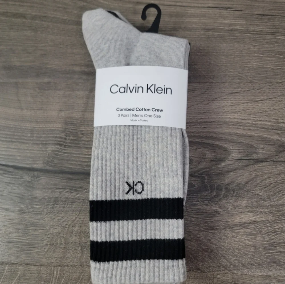 Mens Calvin Klein 3pk striped crew socks NEW